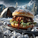 Gourmet Burger in a Winter Wonderland Setting