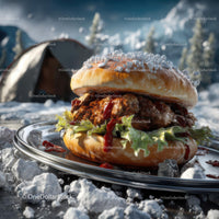 Gourmet Burger in a Winter Wonderland Setting