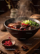 Steaming Bowl of Flavorful Beef Noodle Soup with Bok Choy