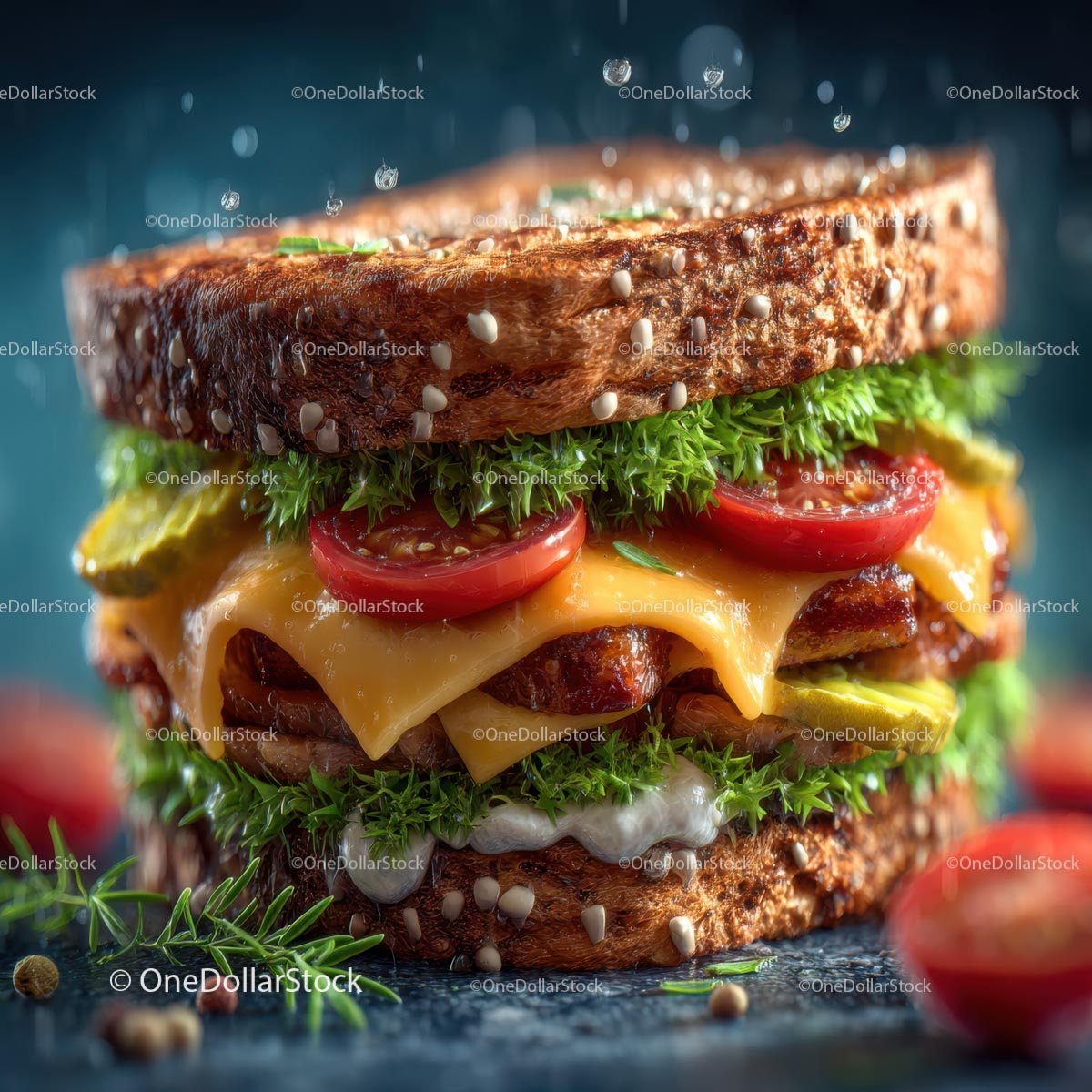 Gourmet Sandwich with Cheese and Vegetables