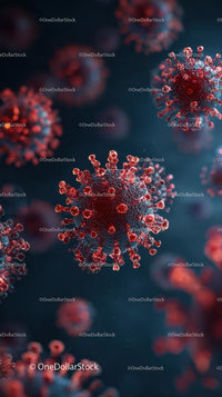 Microscopic View of Infectious Red Virus Cells