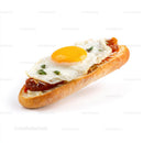 Fried Egg Baguette Sandwich on White Background