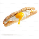 Fried Egg Baguette Sandwich on White Background