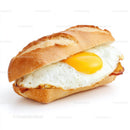 Fried Egg Baguette Sandwich on White Background