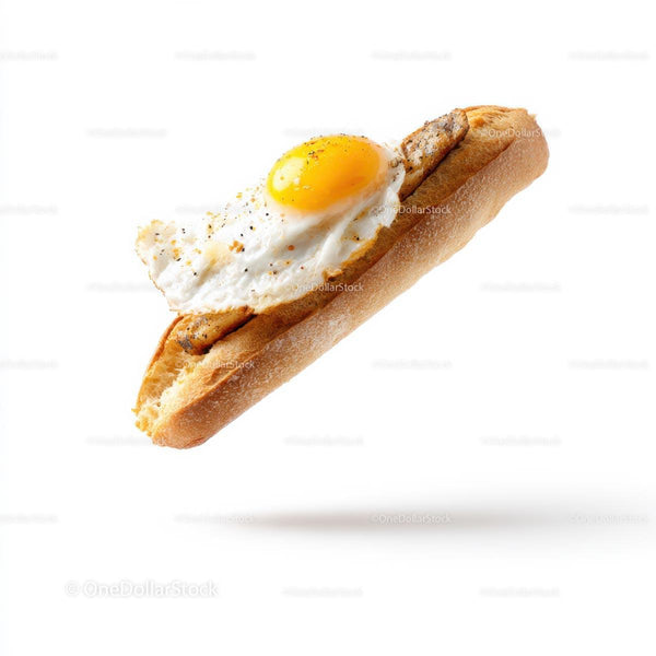 Floating Sandwich with Sunny Side Up Egg on Baguette