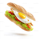 Delicious Sandwich with a Fried Egg and Fresh Vegetables