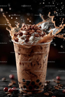 Iced Coffee with Whipped Cream and Chocolate Splash