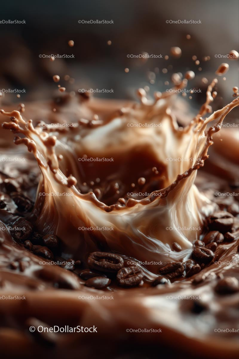 Dynamic Coffee Splash with Coffee Beans