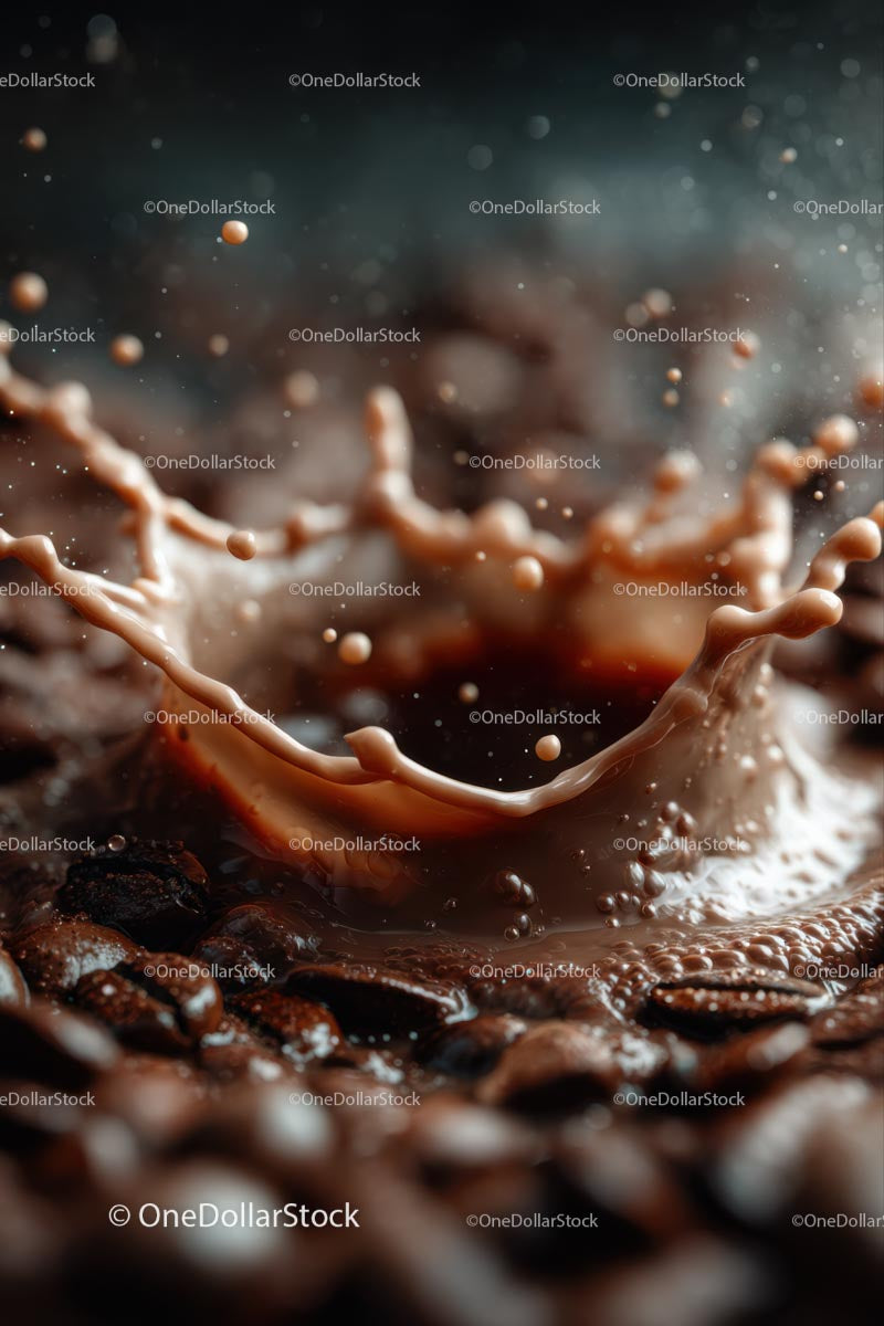 High-Speed Coffee Splash Among Coffee Beans