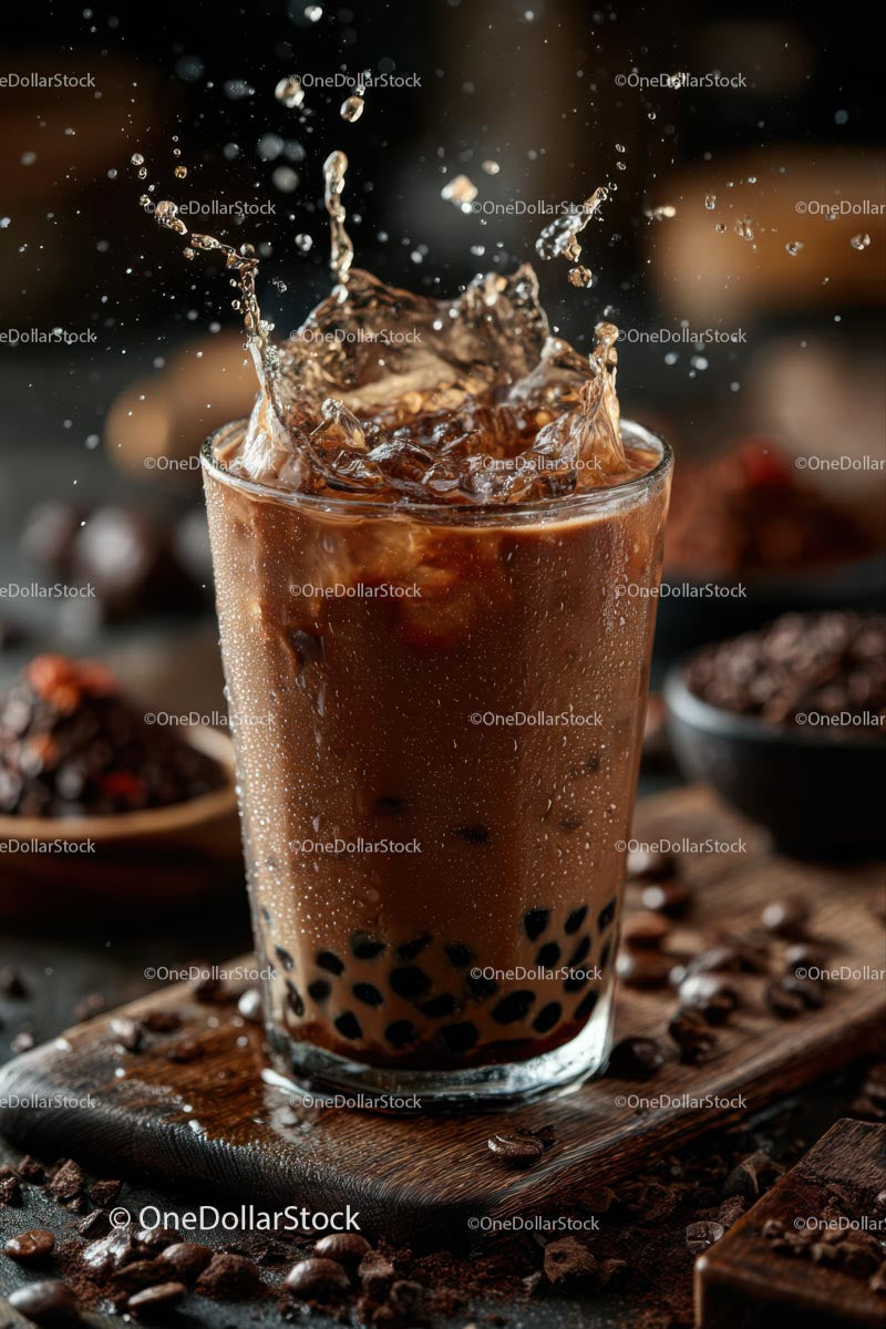 Refreshing Iced Coffee with Bubbling Splash