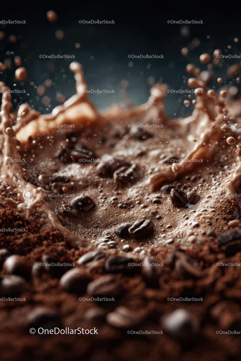 Dynamic Coffee Splash with Energetic Beans and Foam