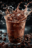 Chocolate Bubble Tea with Splash and Coffee Beans