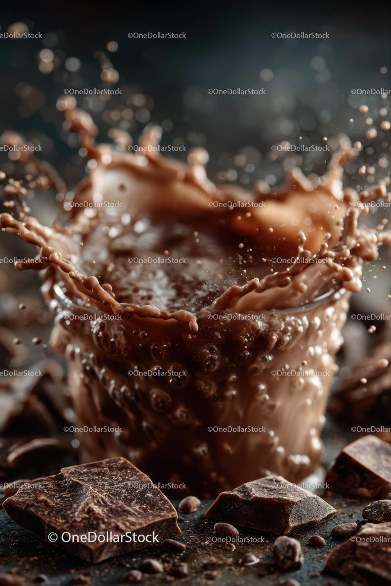 Dynamic Chocolate Splash with Rich Cacao Flavor