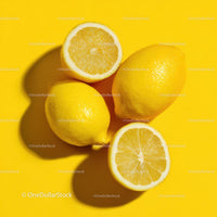 Fresh Lemons on a Bright Yellow Background