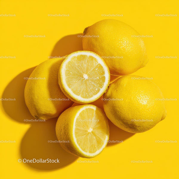 Vibrant Fresh Lemons on Bold Yellow Background