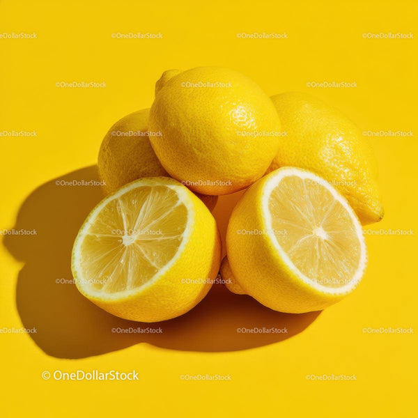 Fresh Lemons on Vibrant Yellow Background