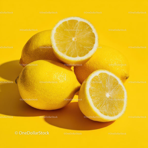 Fresh Lemons on Vibrant Yellow Background