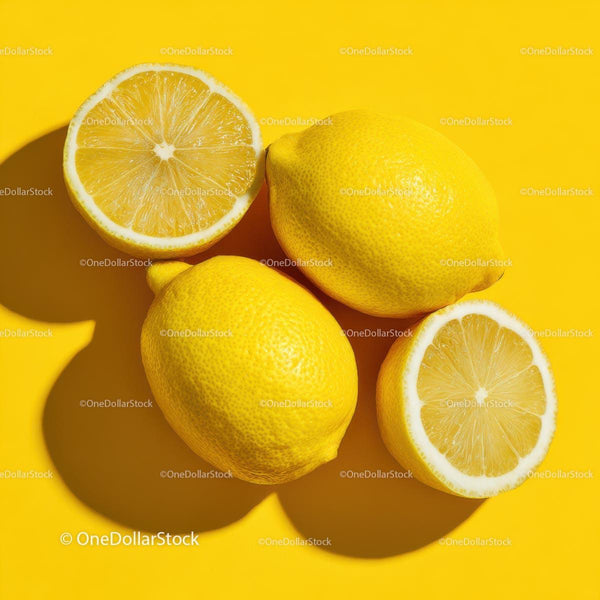 Fresh Lemons on Vibrant Yellow Background