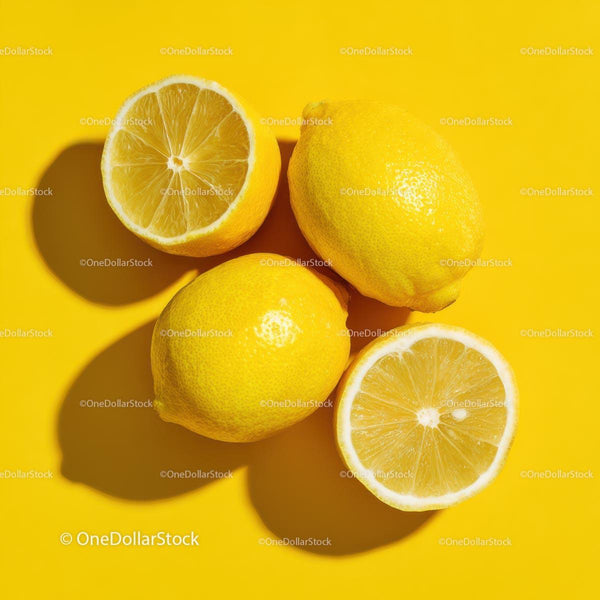 Fresh Lemons on a Vibrant Yellow Background