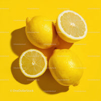 Fresh Lemons on a Bright Yellow Background