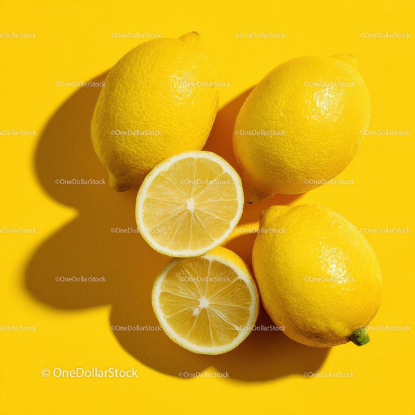 Fresh Lemons on Vibrant Yellow Background