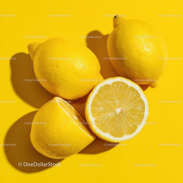 Fresh Yellow Lemons on Vibrant Pure Background