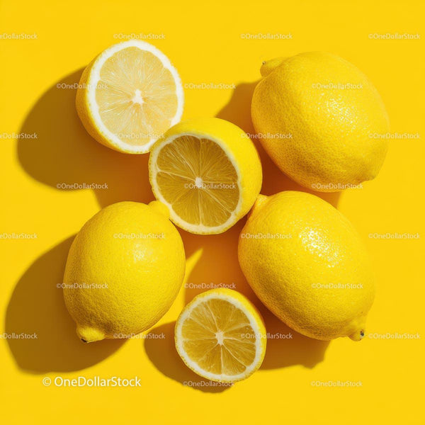 Fresh Lemons on Vibrant Yellow Background