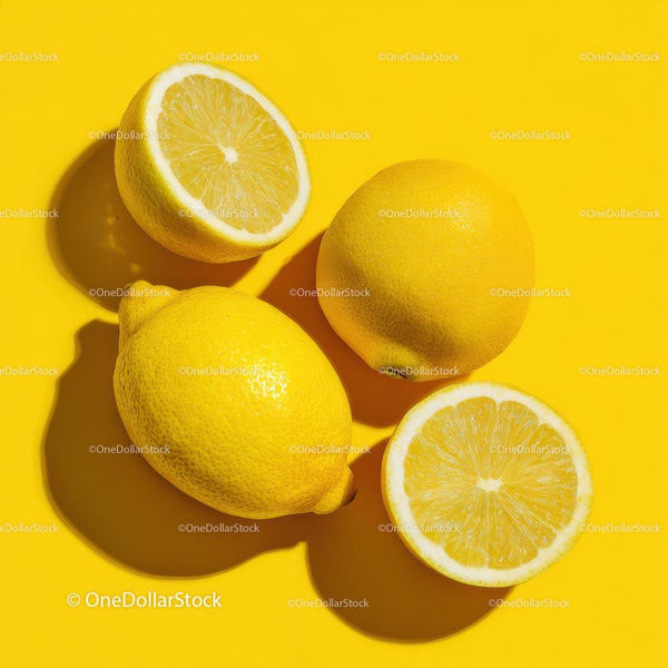 Fresh Lemons on Vibrant Yellow Background
