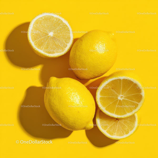 Fresh Lemons on Vibrant Yellow Background