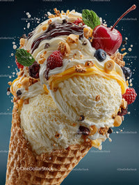 Delicious Ice Cream Cone with Colorful Toppings