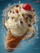 Delicious Ice Cream Cone with Colorful Toppings