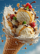 Delicious Ice Cream Cone with Colorful Toppings