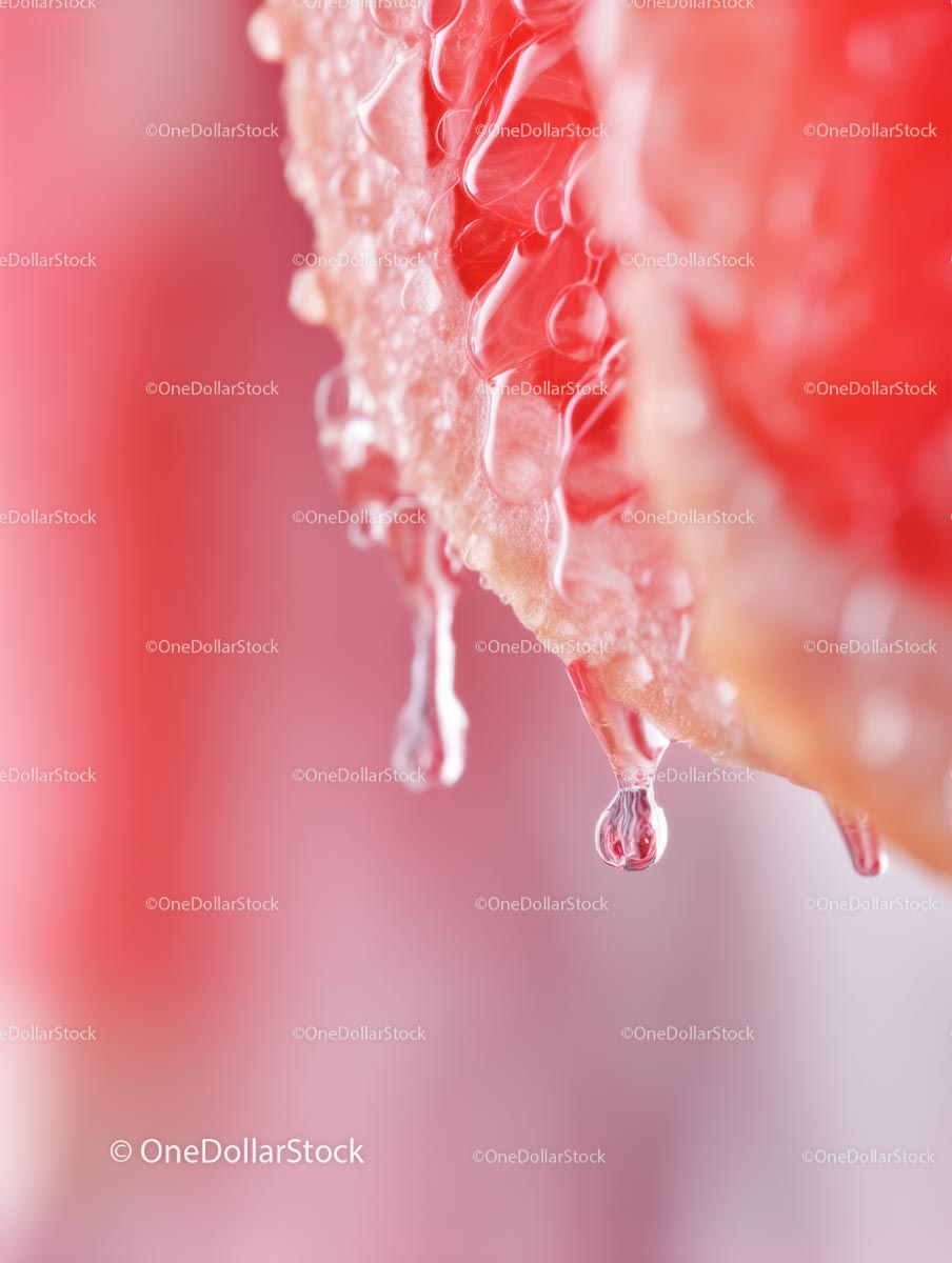 Fresh Grapefruit Slice with Water Droplets