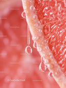Macro View of Juicy Grapefruit Slice with Water Droplets