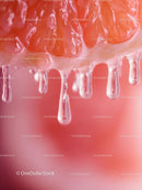 Macro Close-Up of Juicy Grapefruit Dripping Juice