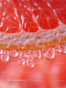 Close-Up of Juicy Grapefruit Slice with Droplets