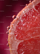 Macro Close-Up of Juicy Red Grapefruit Slice