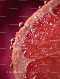 Macro Close-Up of Juicy Red Grapefruit Slice