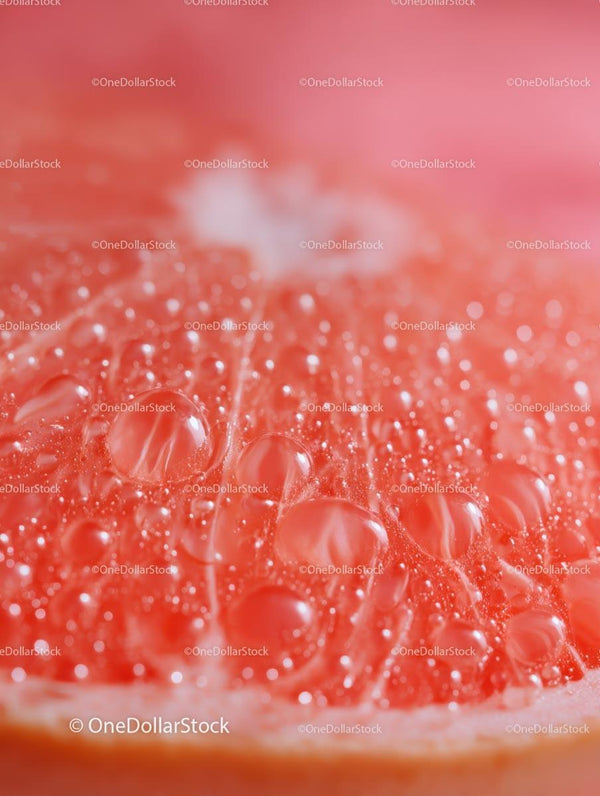 Macro View of Juicy Pink Grapefruit Slice