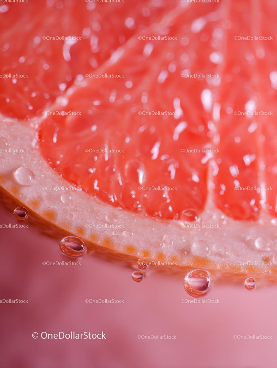 Makrofotografia świeżego kawałka różowego grejpfruta