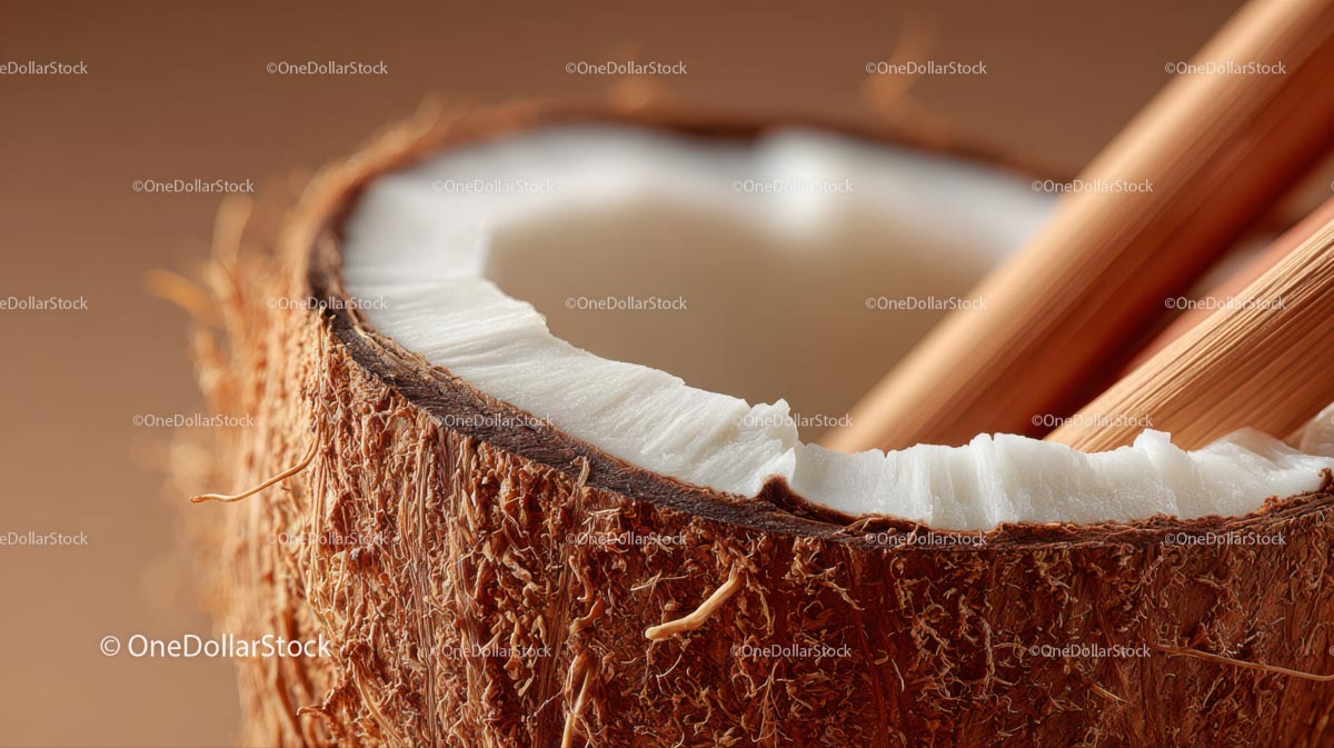 Close-Up of Fresh Coconut with Natural Texture (20 Images)