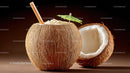 Refreshing Coconut Drink with Straw and Umbrella