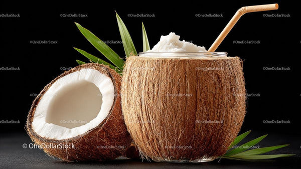 Refreshing Coconut Drink with Natural Straw