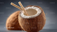 Refreshing Coconut Drink with Eco-Friendly Straws