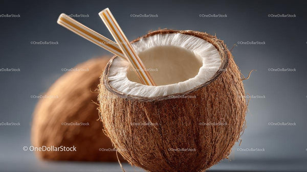 Refreshing Coconut Drink with Eco-Friendly Straws