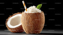 Refreshing Coconut Drink with Mint and Straw