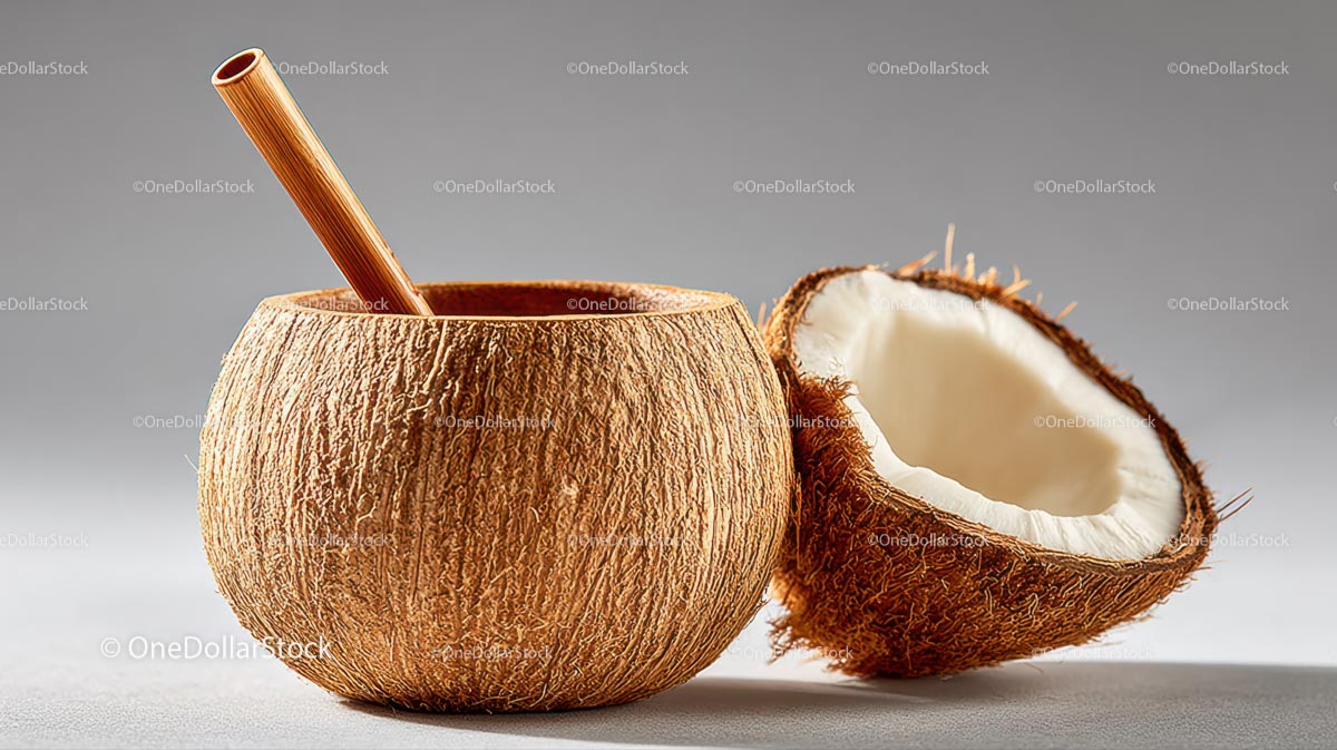 Tropical Coconut Drink with Eco-Friendly Straw