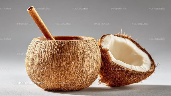 Tropical Coconut Drink with Eco-Friendly Straw