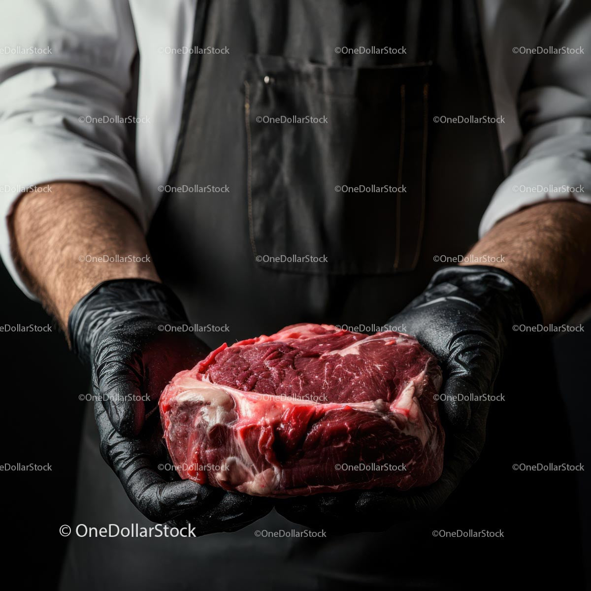 Butcher Holding a Juicy Ribeye Steak