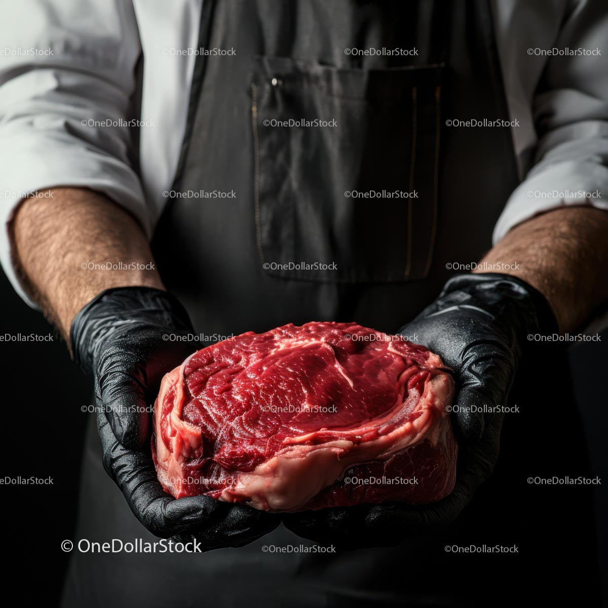 Butcher Holding Prime Cut of Fresh Raw Beef